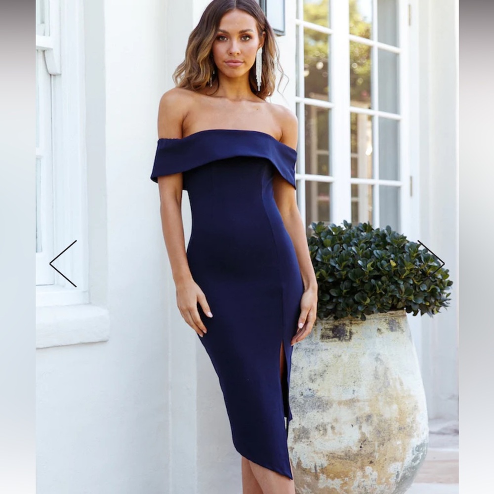 Hello Molly Off the Shoulder Midi Dress
